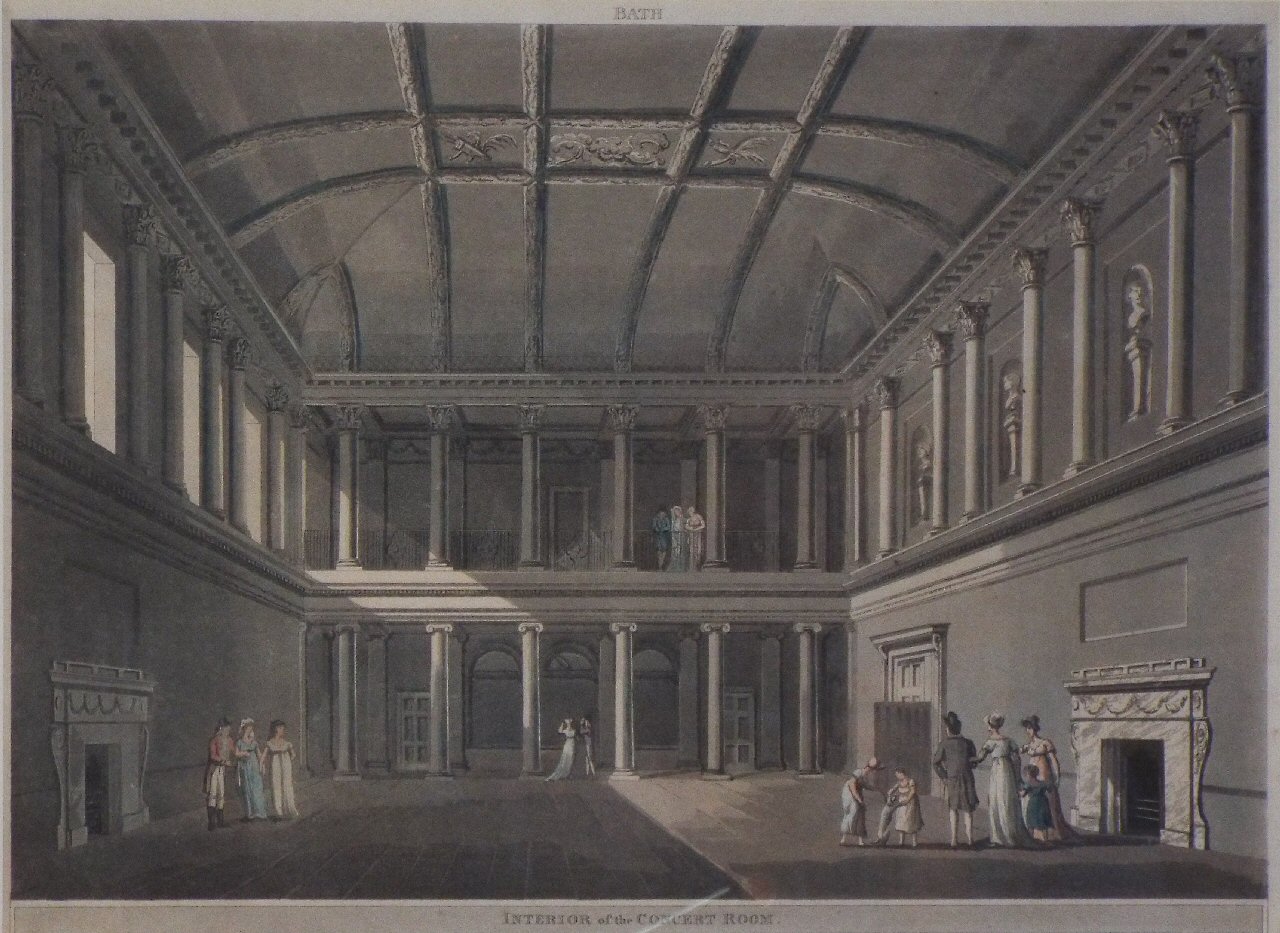 Aquatint - Bath. Interior of the Concert Room. - Hill